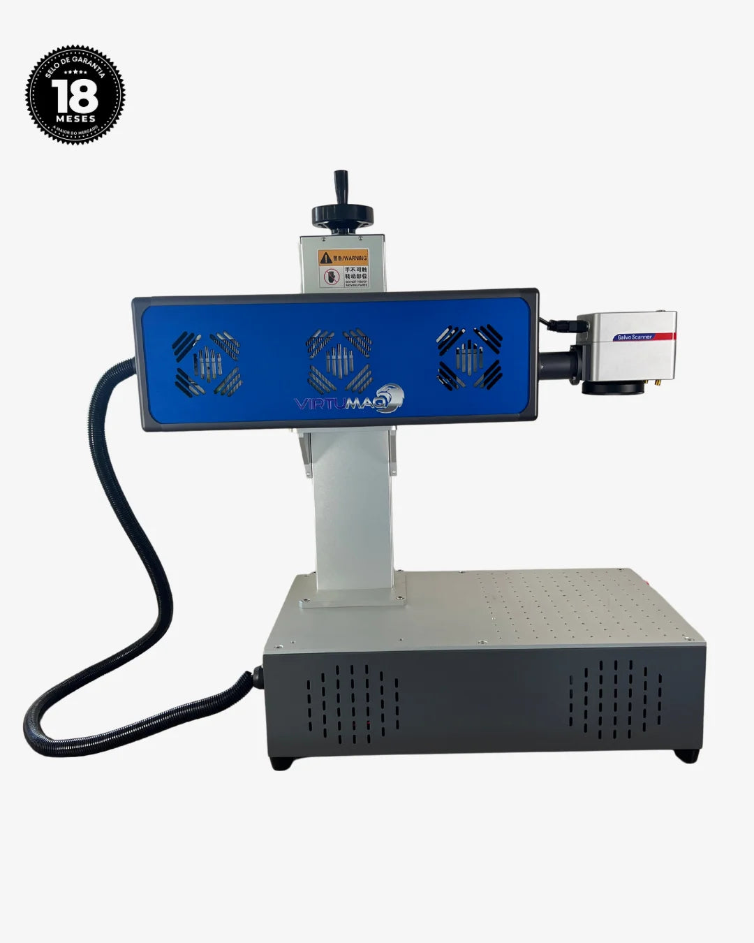 Máquina laser CO2 galvanométrica Virtumaq vista completa com cabeçote